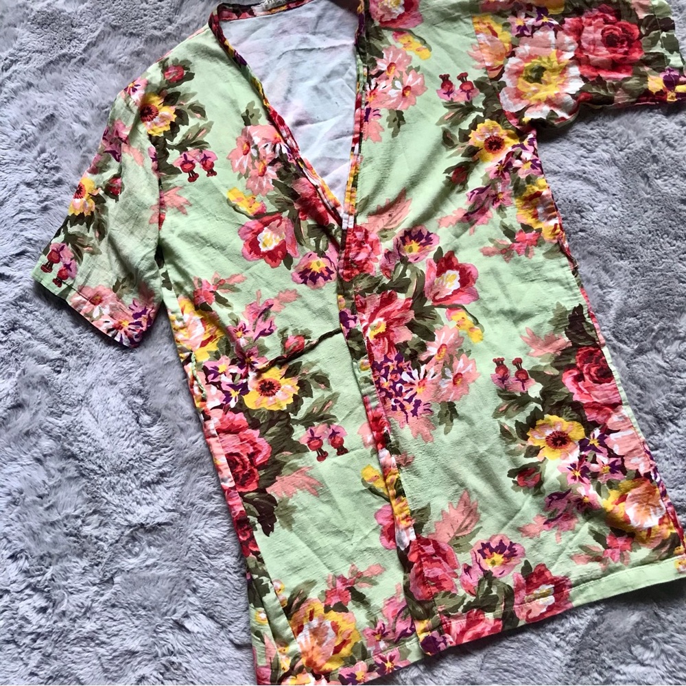 FREE with Purchase: Women’s Impressionism Kimono robe floral print mint green